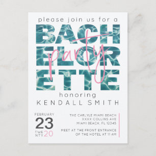 Fun Pool and Tropical Theme Bachelorette Party Briefkaart
