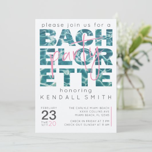 Fun Pool and Tropical Theme Bachelorette Party Kaart (Staand voorkant)