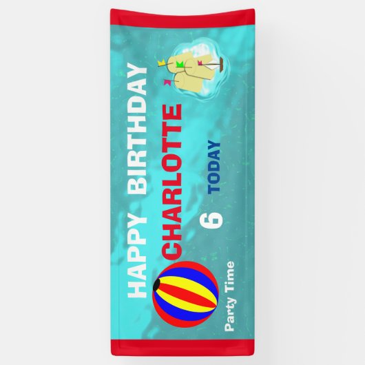 Fun Pool Beach Swim Party - Gepersonaliseerd Spandoek (Verticaal)