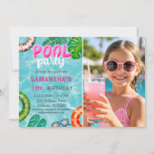 Fun Pool Party Any Age Birthday Invitation Kaart (Voorkant)