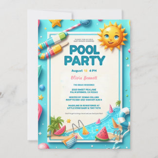 Fun Pool Party Baby shower met Schattigee zomerpic Aankondiging