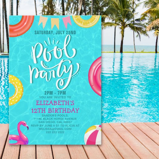 Fun Pool Party Birthday Invitation – Summer Splash Kaart