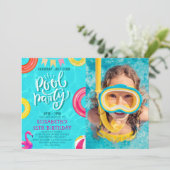 Fun Pool Party Birthday With Photo – Summer Splash Kaart (Staand voorkant)