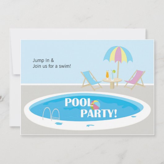 Fun Pool Party Invitation Kaart (Voorkant)