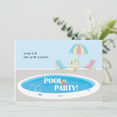 Fun Pool Party Invitation Kaart (Staand voorkant)