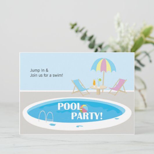 Fun Pool Party Invitation Kaart (Staand voorkant)