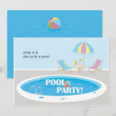 Fun Pool Party Invitation Kaart (Voorkant / Achterkant)