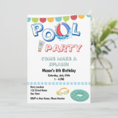Fun Pool Party Invitation Kaart (Staand voorkant)