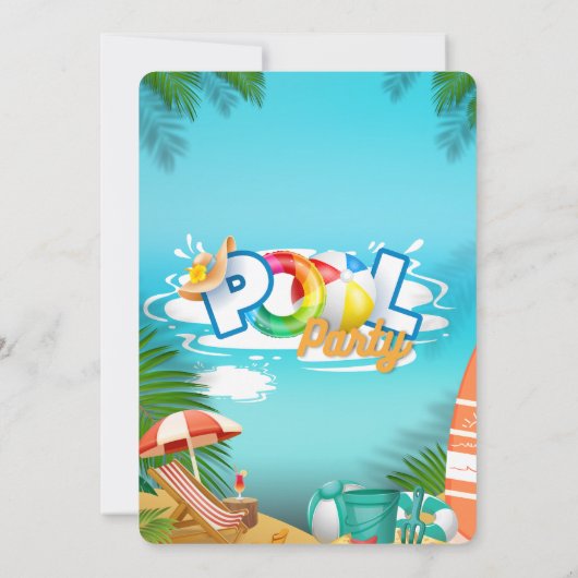 Fun Pool Party Invitation Kaart (Achterkant)