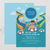 Fun Pool Party Invitation Kaart (Voorkant / Achterkant)