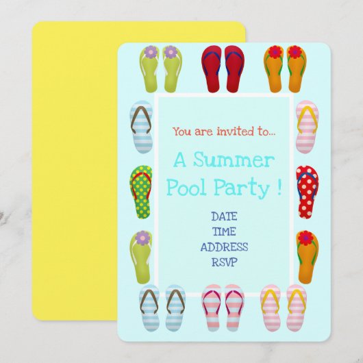 Fun Pool Party leuke en moderne teenslippers Kaart (Voorkant / Achterkant)