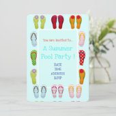 Fun Pool Party leuke en moderne teenslippers Kaart (Staand voorkant)