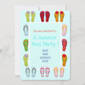 Fun Pool Party leuke en moderne teenslippers Kaart (Voorkant)