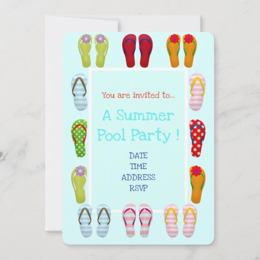 Fun Pool Party leuke en moderne teenslippers Kaart (Voorkant)