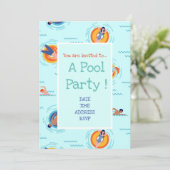 Fun Pool Party schattig en modern Kaart (Staand voorkant)