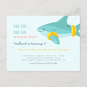 Fun Pool Party Shark Arm Bands Kids Verjaardag Uitnodiging Briefkaart