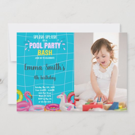 Fun Pool Party-uitnodigingen voor kinderen Kaart (Voorkant)