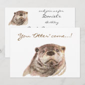 Fun Pool Party Verjaardag Schattigee Otters Uitnod Kaart (Voorkant / Achterkant)