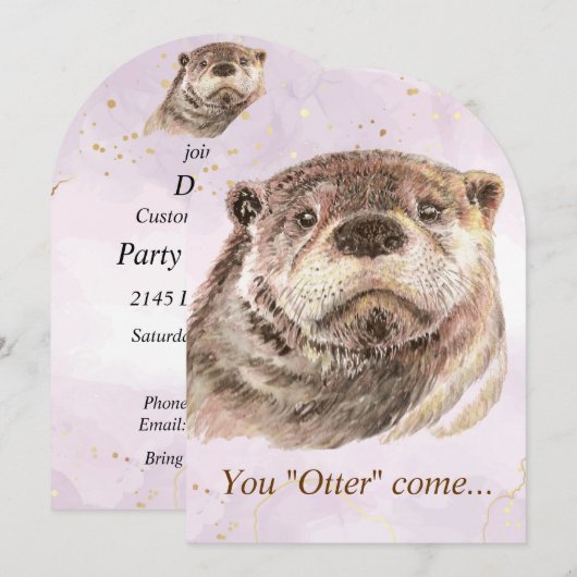 Fun Pool Party Verjaardag Schattigee Otters Uitnod Kaart (Voorkant / Achterkant)