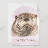 Fun Pool Party Verjaardag Schattigee Otters Uitnod Kaart (Voorkant)