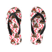 Fun Poop Emoji Red ZigZag Pattern Kinder Teenslippers (Voetbed)