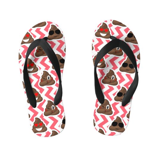 Fun Poop Emoji Red ZigZag Pattern Kinder Teenslippers (Voetbed)