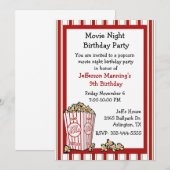 Fun Popcorn Birthday Party Invitation Kaart (Voorkant / Achterkant)