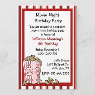 Fun Popcorn Birthday Party Invitation Kaart