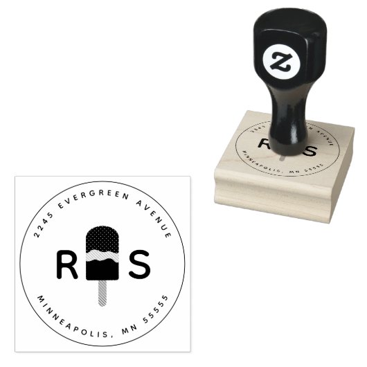 Fun Popsicle Gepersonaliseerd monogram Rubberstempel (Gestempeld)