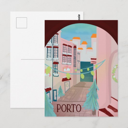 Fun Porto Portugees Winter Briefkaart (Voorkant / Achterkant)