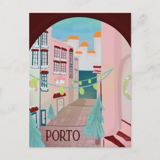 Fun Porto Portugees Winter Briefkaart (Voorkant)