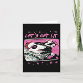 Fun Possum Raccoon Lets Get Trash Street Roze Chri Kaart (Voorkant)