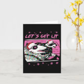 Fun Possum Raccoon Lets Get Trash Street Roze Chri Kaart (Gele Bloem)