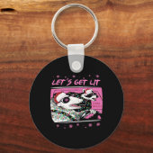 Fun Possum Raccoon Lets Get Trash Street Roze Chri Sleutelhanger (Voorkant)