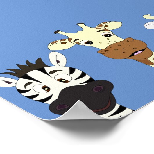 Fun poster met zebra giraffe koe voor kinderen (Hoek)