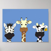 Fun poster met zebra giraffe koe voor kinderen (Voorkant)