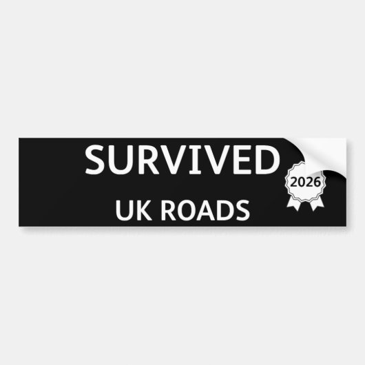Fun Pothole Bumper Sticker SURVIVED UK ROADS 2026 (Voorkant)