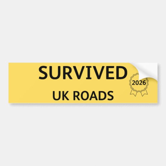 Fun Pothole Bumper Sticker SURVIVED UK ROADS 2026 (Voorkant)
