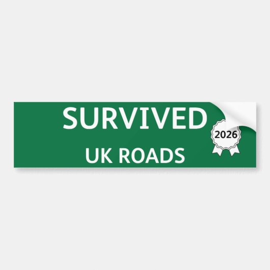 Fun Pothole Bumper Sticker SURVIVED UK ROADS 2026 (Voorkant)