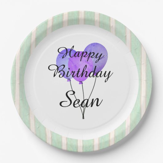 "Fun Prints"_Balloons-Party-Monogram-Birthdays Papieren Bordje (Voorkant)