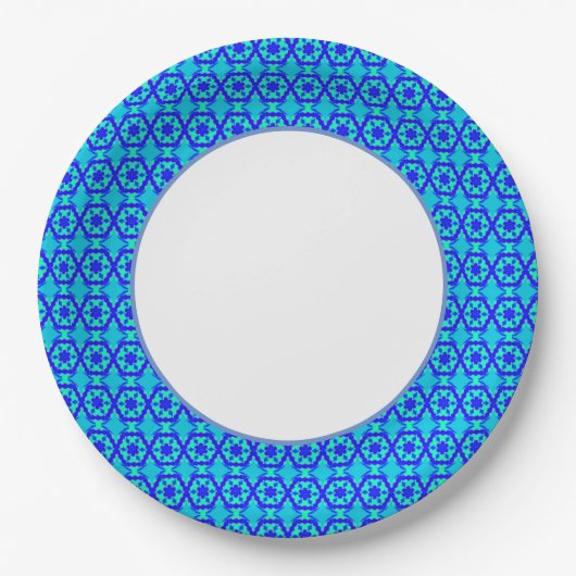 Fun Prints Blue Dinnerware Papieren Bordje (Voorkant)