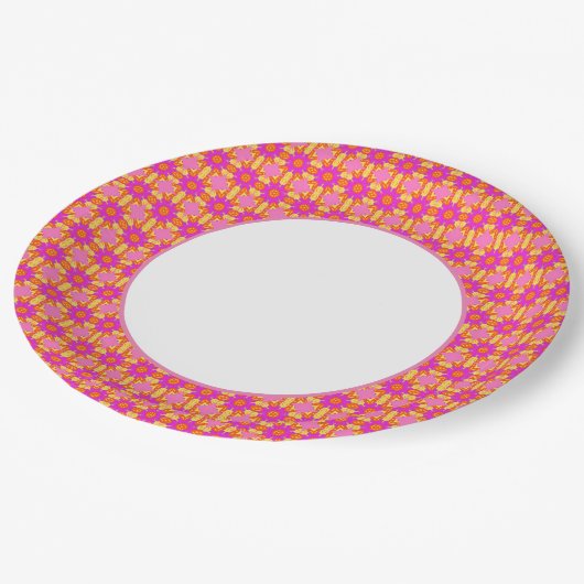 Fun Prints Gold Pink Dinnerware Papieren Bordje (Gekanteld)