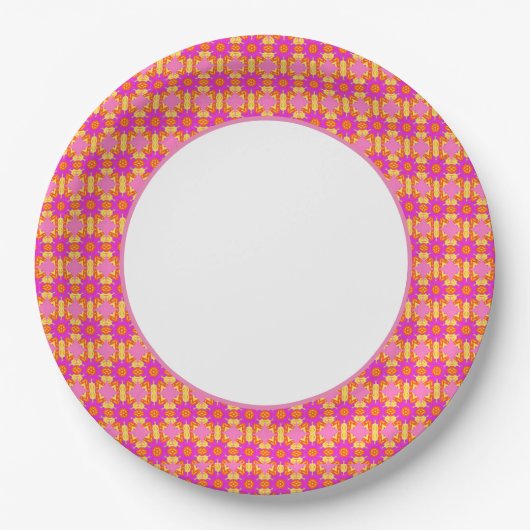 Fun Prints Gold Pink Dinnerware Papieren Bordje (Voorkant)