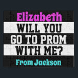 Fun Promposal Idea Black and White Puzzel<br><div class="desc">Creëer uw eigen favoriete tekstkleuren met deze klassieke,  zwarte en witte streep promposal puzzel.</div>