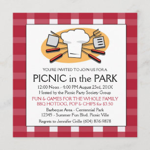 Fun Pset Tablecloth Summer Picnic BBQ-uitnodiging Kaart