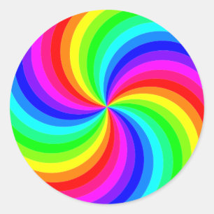 Fun psychedelic bright rainbow-draaikop ronde sticker