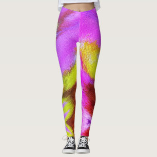 Fun Psychedelic Colorful Furry Pattern Leggings