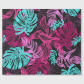 Fun Psychedelic en Ggloed Neon Leaves Cadeaupapier (Vlak)