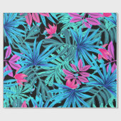 Fun Psychedelic en Ggloed Neon Tropische Bladeren Cadeaupapier (Vlak)