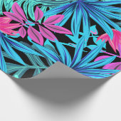 Fun Psychedelic en Ggloed Neon Tropische Bladeren Cadeaupapier (Hoek)